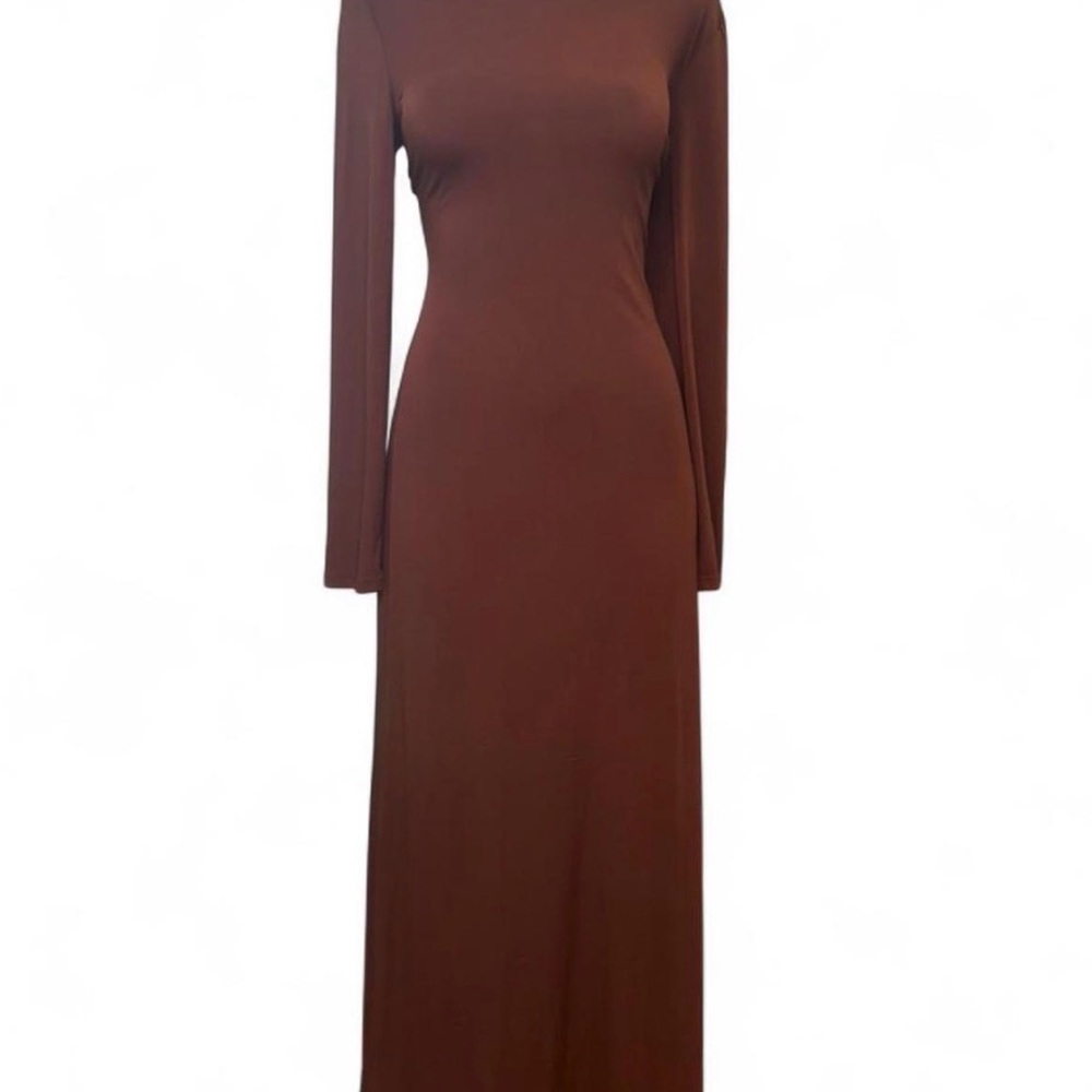Elegant Brown Long Sleeve Dress